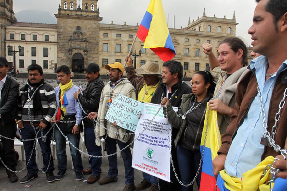 Protesta de campesinos en Bogotá. COLPRENSA