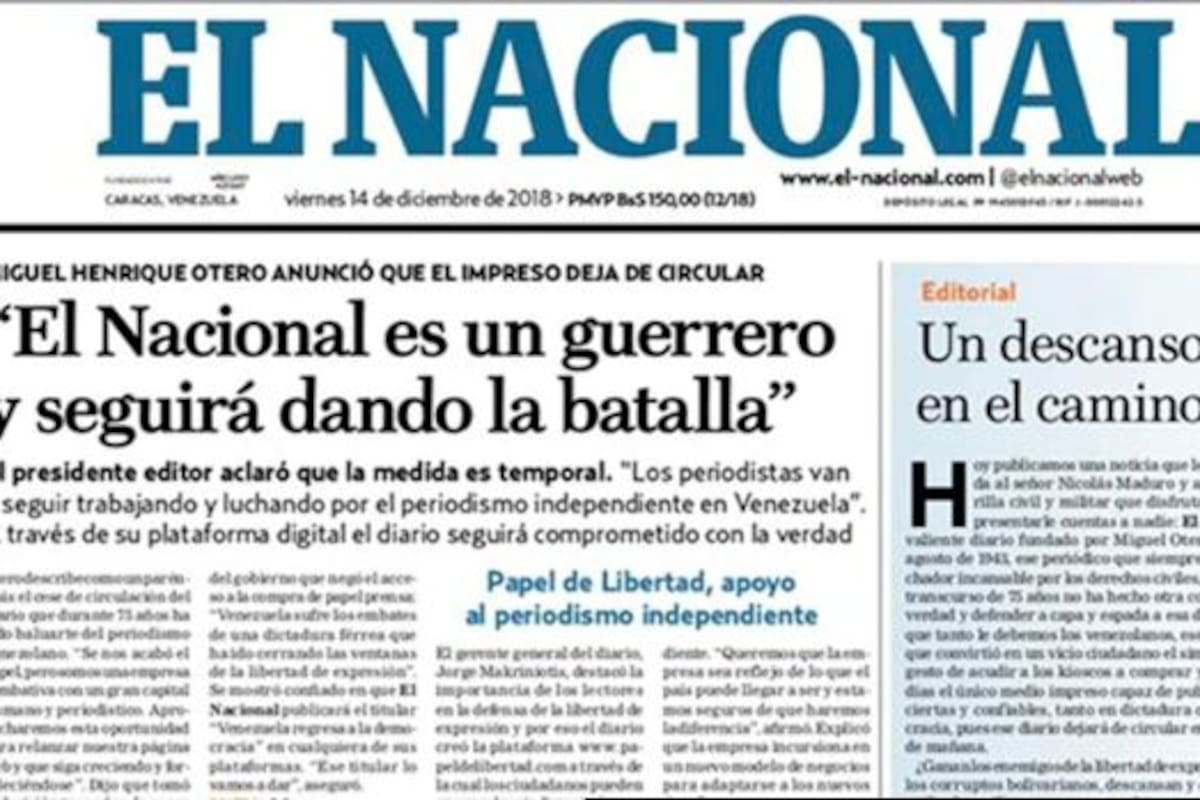 Venezuela: Diario El Nacional dejará de circular en forma impresa