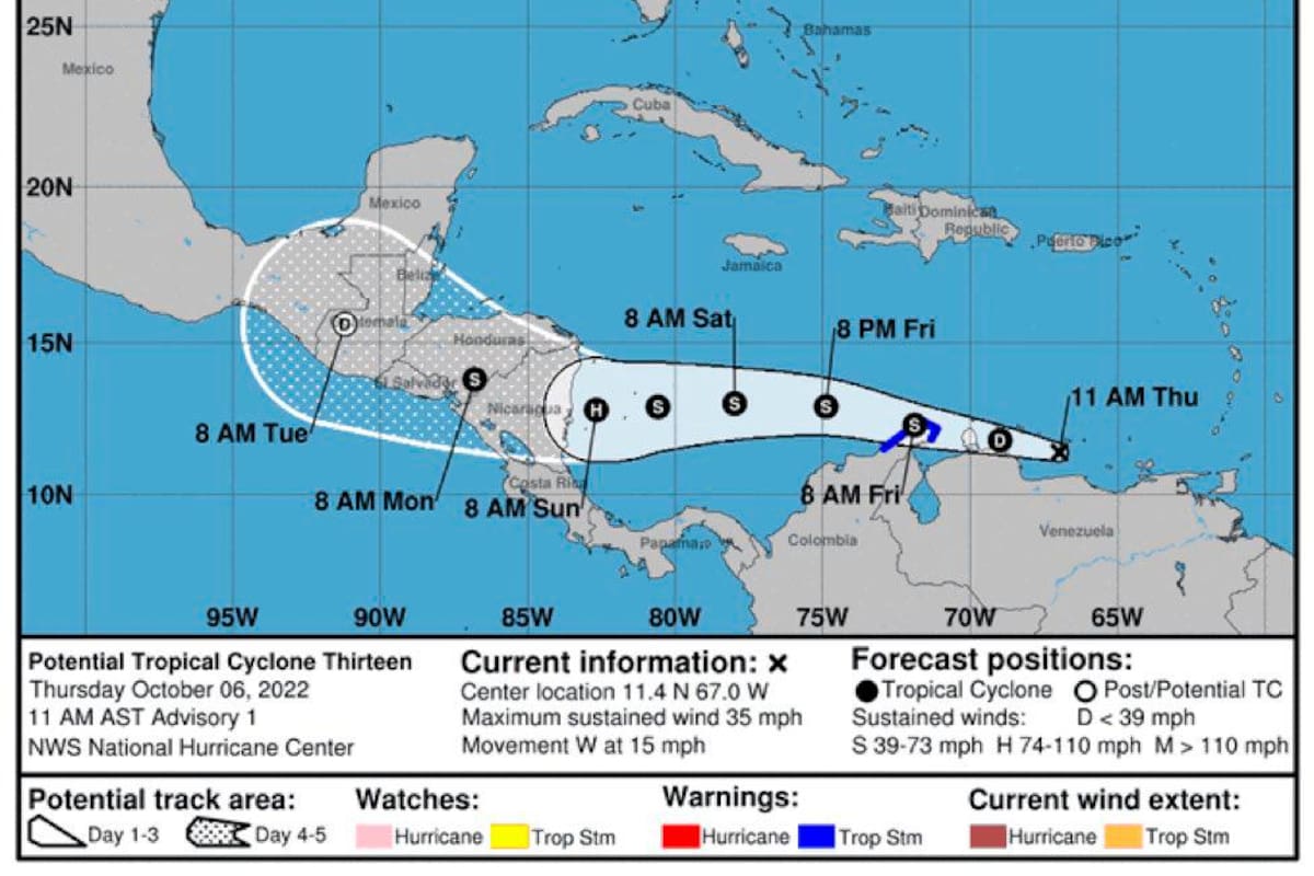Declaran estado de advertencia en San Andrés por posible huracán