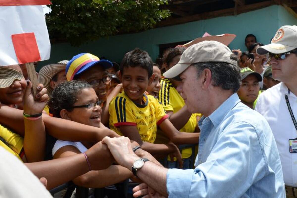 El Presidente Juan Manuel Santos estuvo este domingo en El Carmen de Bolívar, donde intervino en la concentración ‘Las víctimas le caminan a la paz’. CORTESÍA
