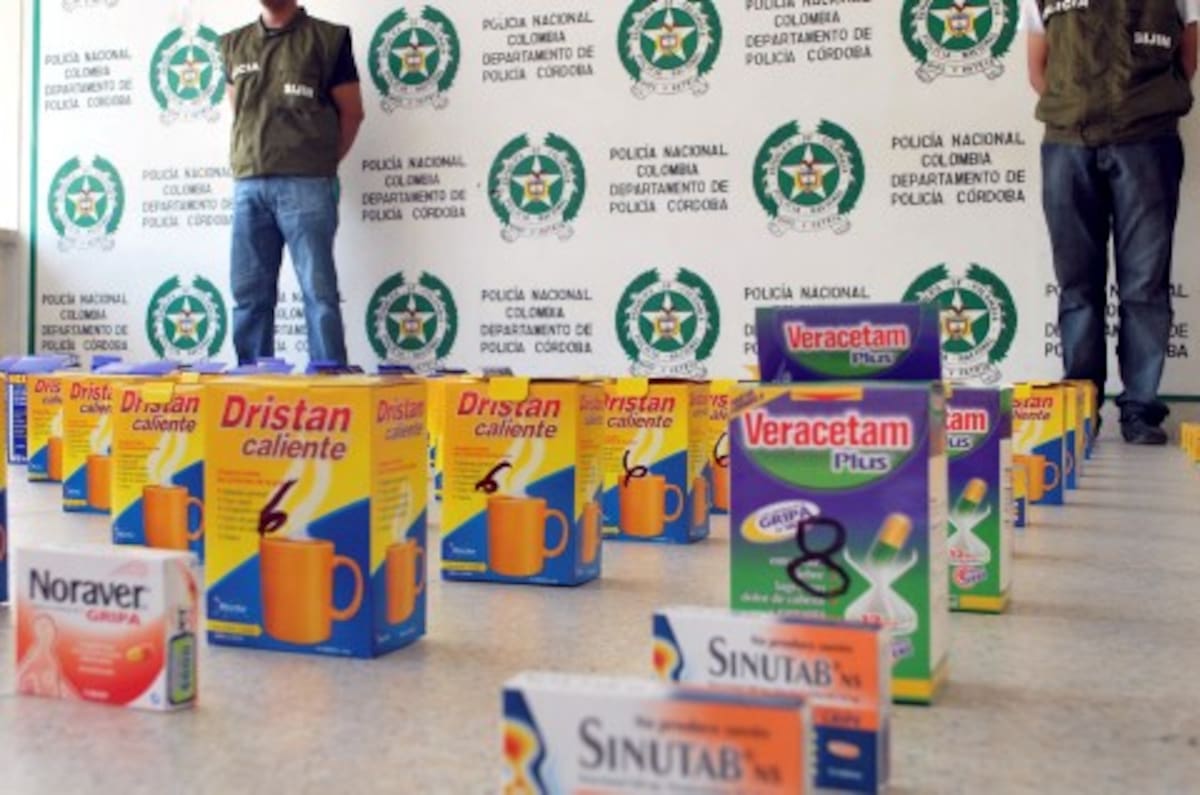 La Policía decomisó medicamentos en Montería.