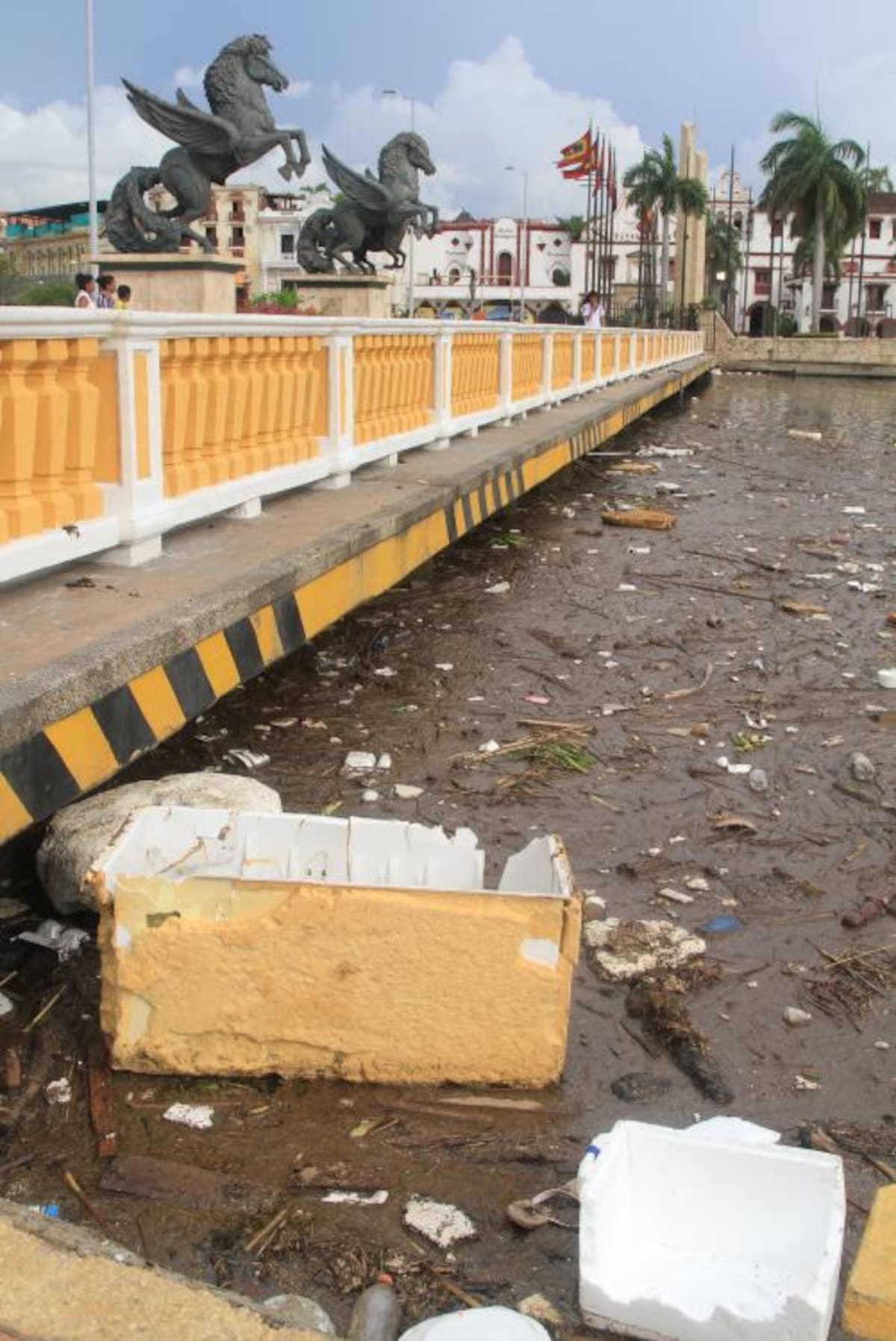 Una neveras, bolsas y basuras de todo tipo, es lo que hay en la bahía del muelle. Maruja Parra /El Universal