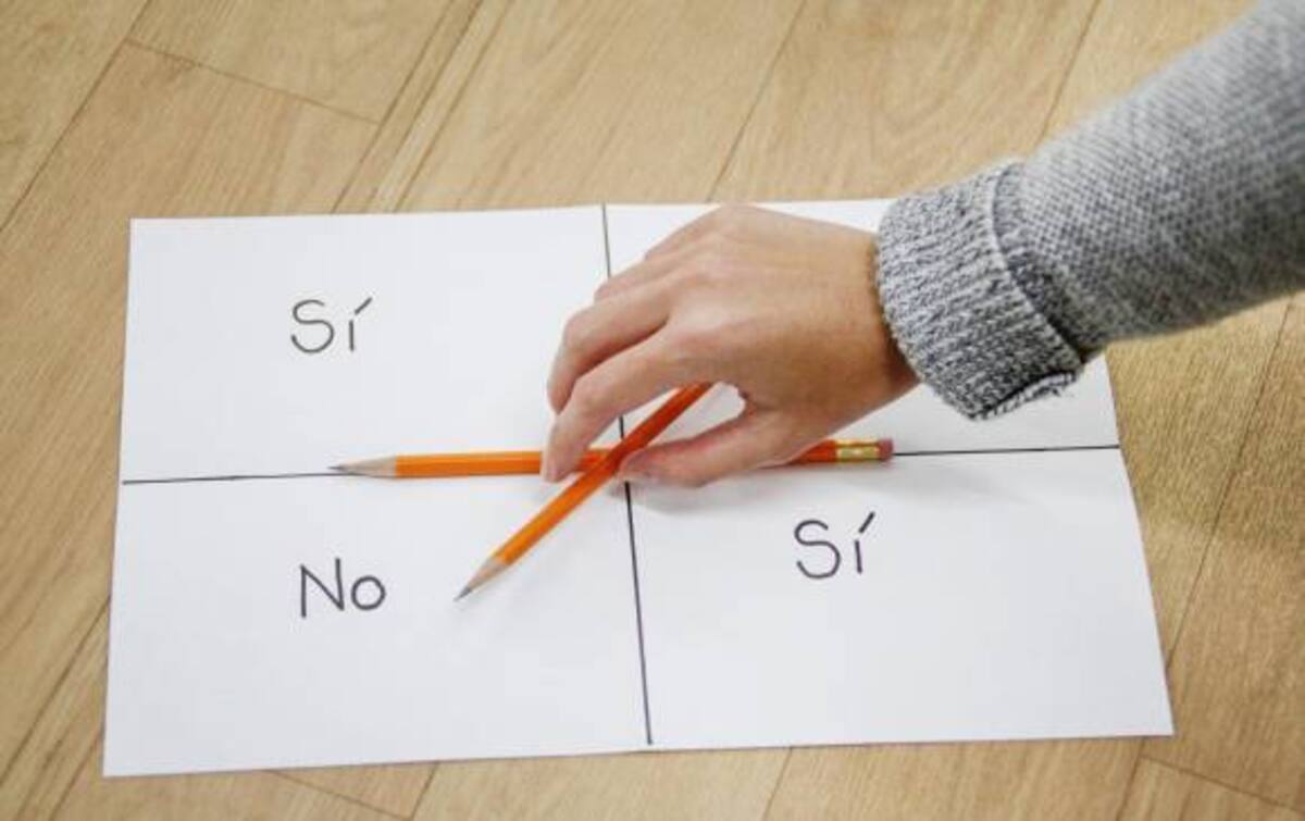 El juego consiste en poner dos lápices en forma de cruz en una hoja donde hay escritos nos "sí" y dos "no" en forma de equis. EL COLOMBIANO
