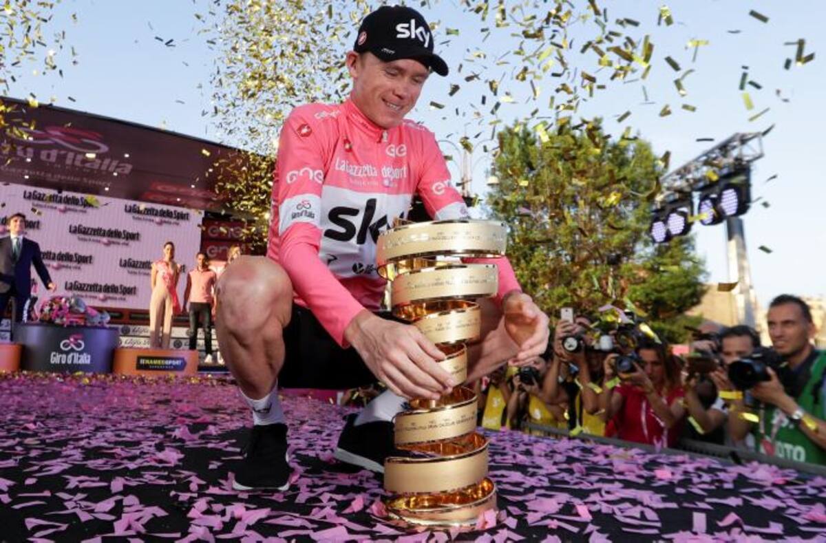 Chris Froome celebra la conquista del Giro de Italia 2018 en Roma. AP Gregorio Borgia