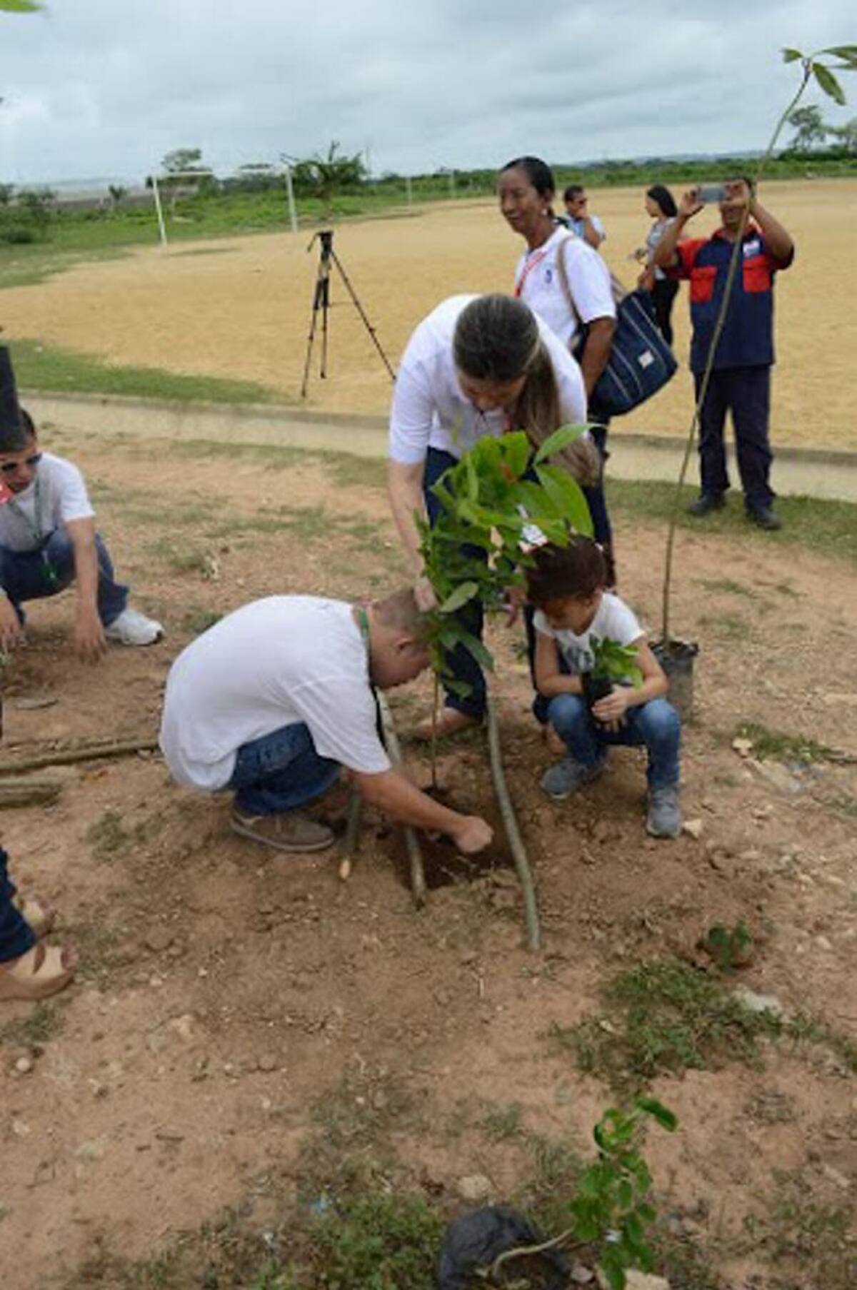 En Arjona, en horas de la mañana, se realizó una siembra de árboles en una zona deportiva. Julio Castaño/ El Universal