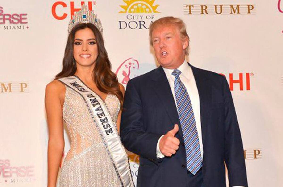 Paulina Vega Dieppa en compañía del magnate Donald Trump, después de ganar Miss Universo. Colprensa - El País