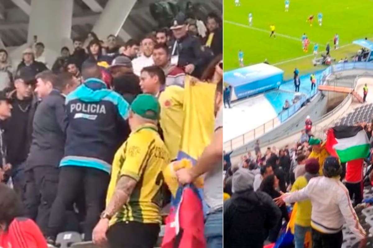 Video: Caos entre hinchas de Colombia e Israel, sacan bandera de Palestina