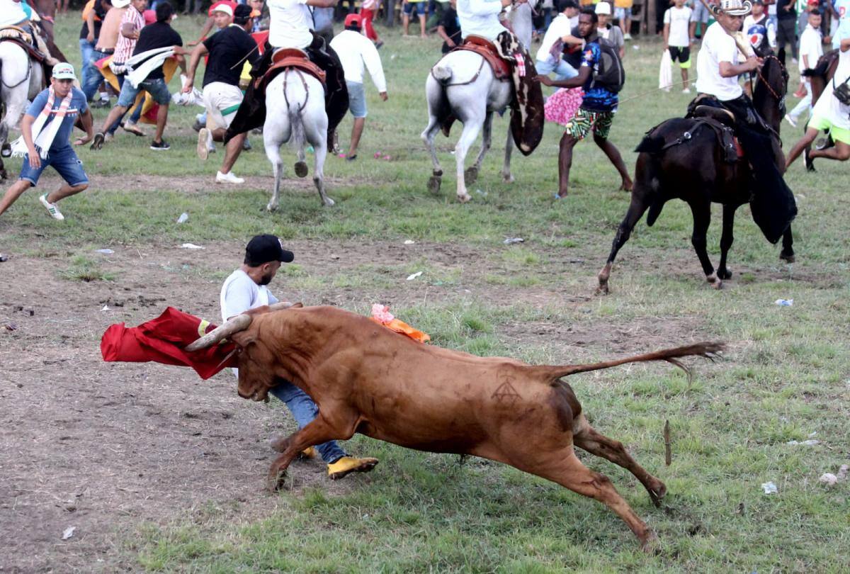 El muletero ya sabe que algo salió mal y queda a merced del astado. //Manuel Santiago Pérez.
