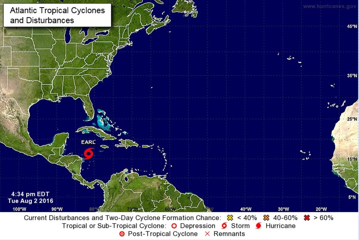 Formación de la tormenta tropical Earl en el Caribe. www.nhc.noaa.gov/