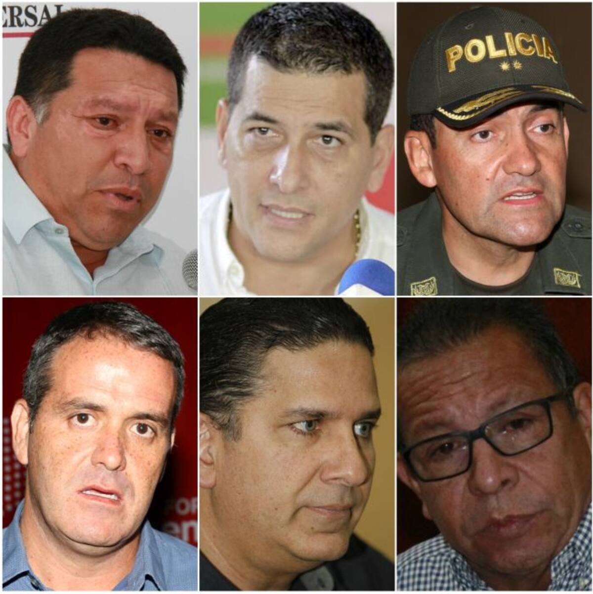 Manolo Duque, alcalde; Dumek Turbay; gobernador; General Carlos Rodríguez; Andrés Betancourt; Juan Carlos Gossaín; y César Pión.