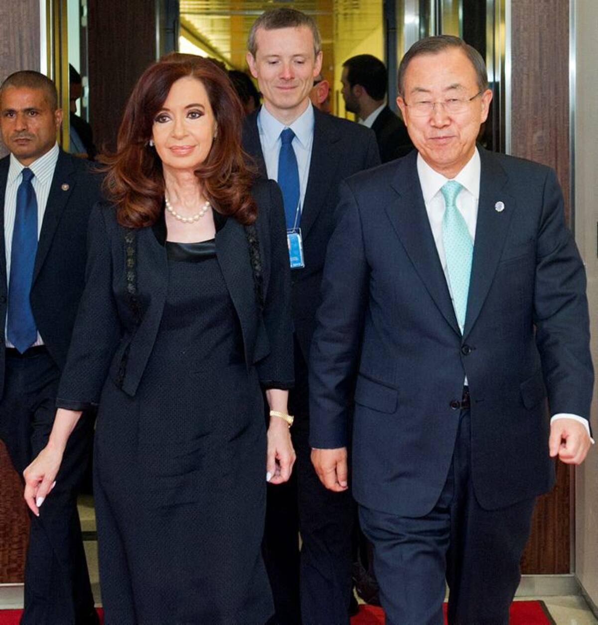 Cristina Fernández con Ban Ki-moon, secretario general de la ONU. AP