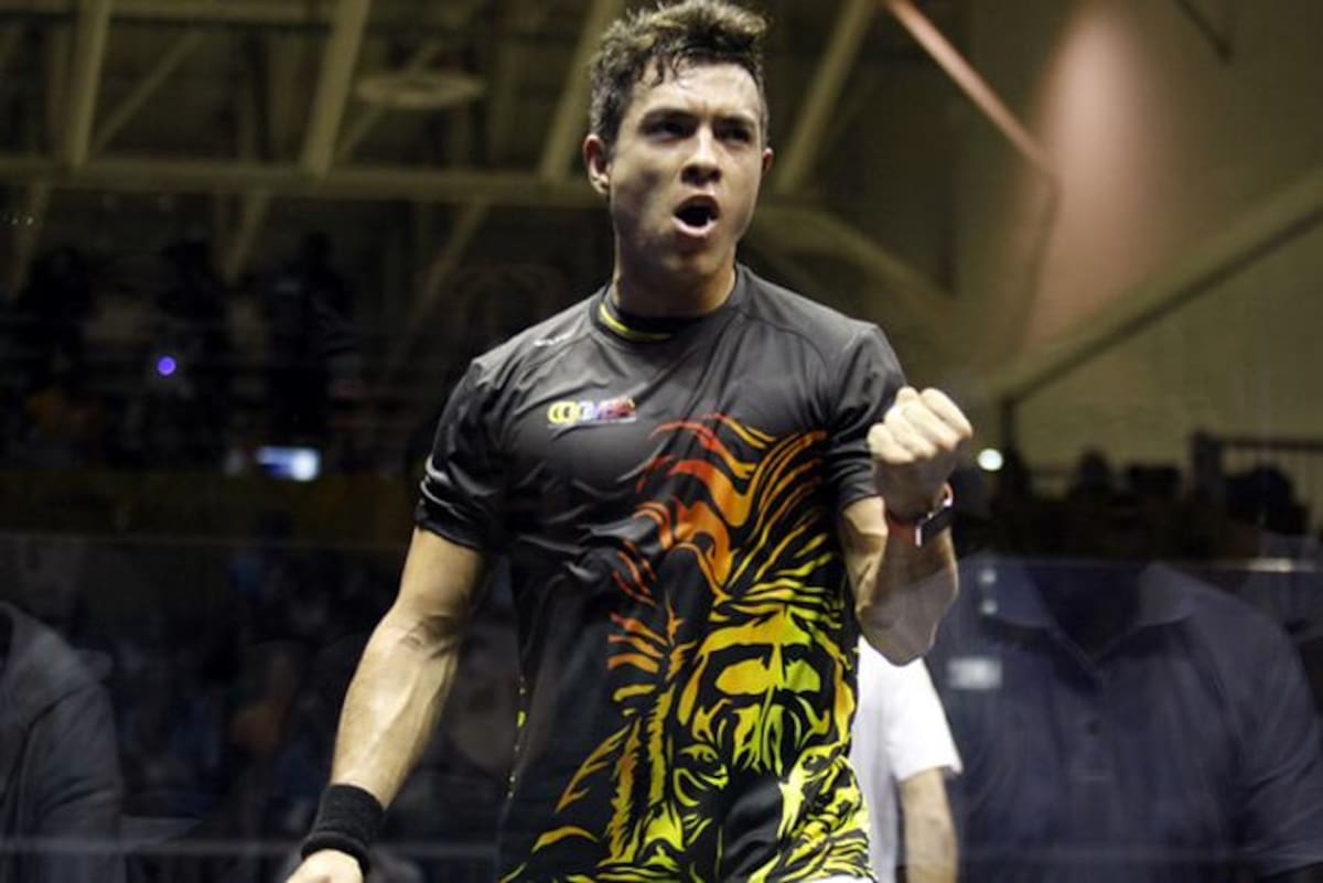 El colombiano Miguel Ángel Rodríguez en la final de sencillos de squash en los XVII Juegos Panamericanos Toronto 2015. Colprensa - Filiberto Rojas Ferro