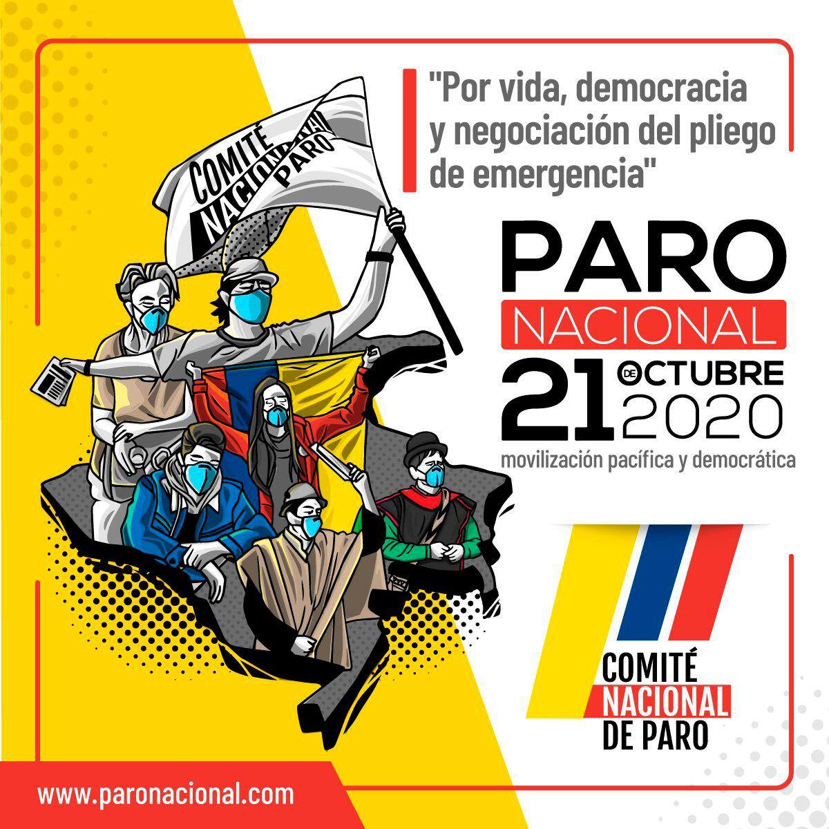 Afiche de la convocatoria al ‘Paro Nacional’. // Twitter CUT