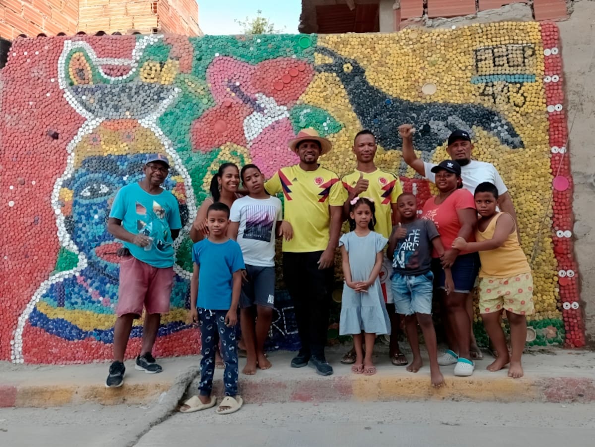 Equipo de trabajo en la obra de arte.