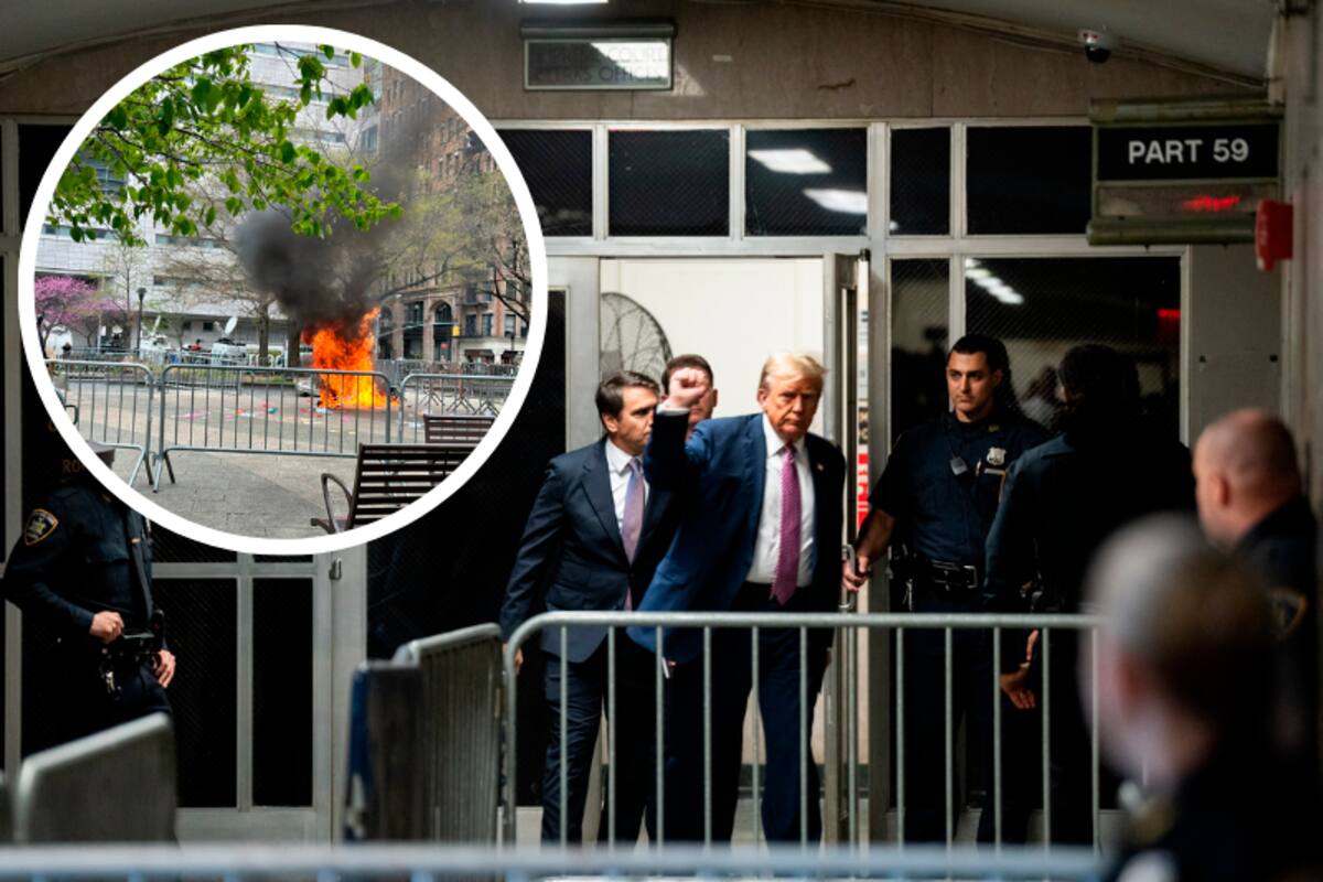 Video: hombre se prendió fuego afuera del tribunal que juzga a Trump