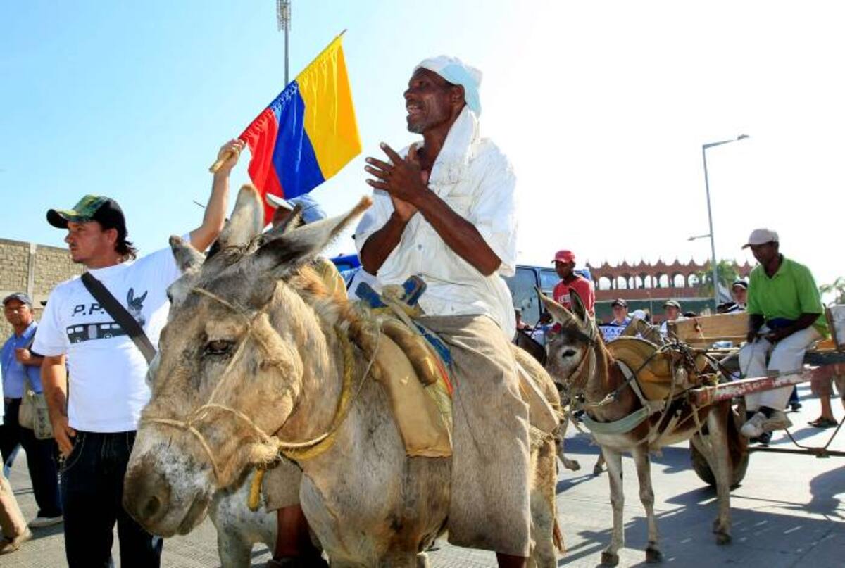 El 13 de febrero de 2009 varios comerciantes de la Avenida Pedro de Heredia realizaron la llamada 'Marcha de los burros' para rechazar la demora en las obras de Transcaribe en el tramo que iba de El Amparo a Los Cuatro Vientos. ARCHIVO - EL UNIVERSAL