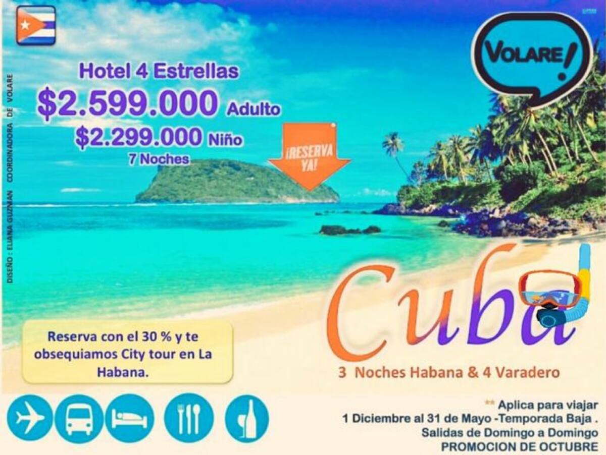 Uno de los avisos publicitarios de Volare Travels.