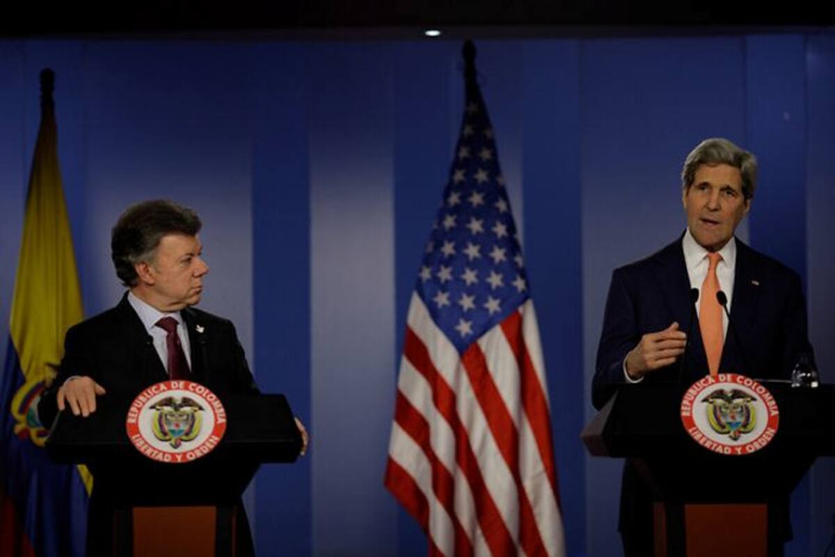 El Secretario de Estado de los Estados Unidos, John Kerry se reunión con el presidente Juan Manuel Santos para ratificar el apoyo de ese país al proceso de paz. COLPRENSA