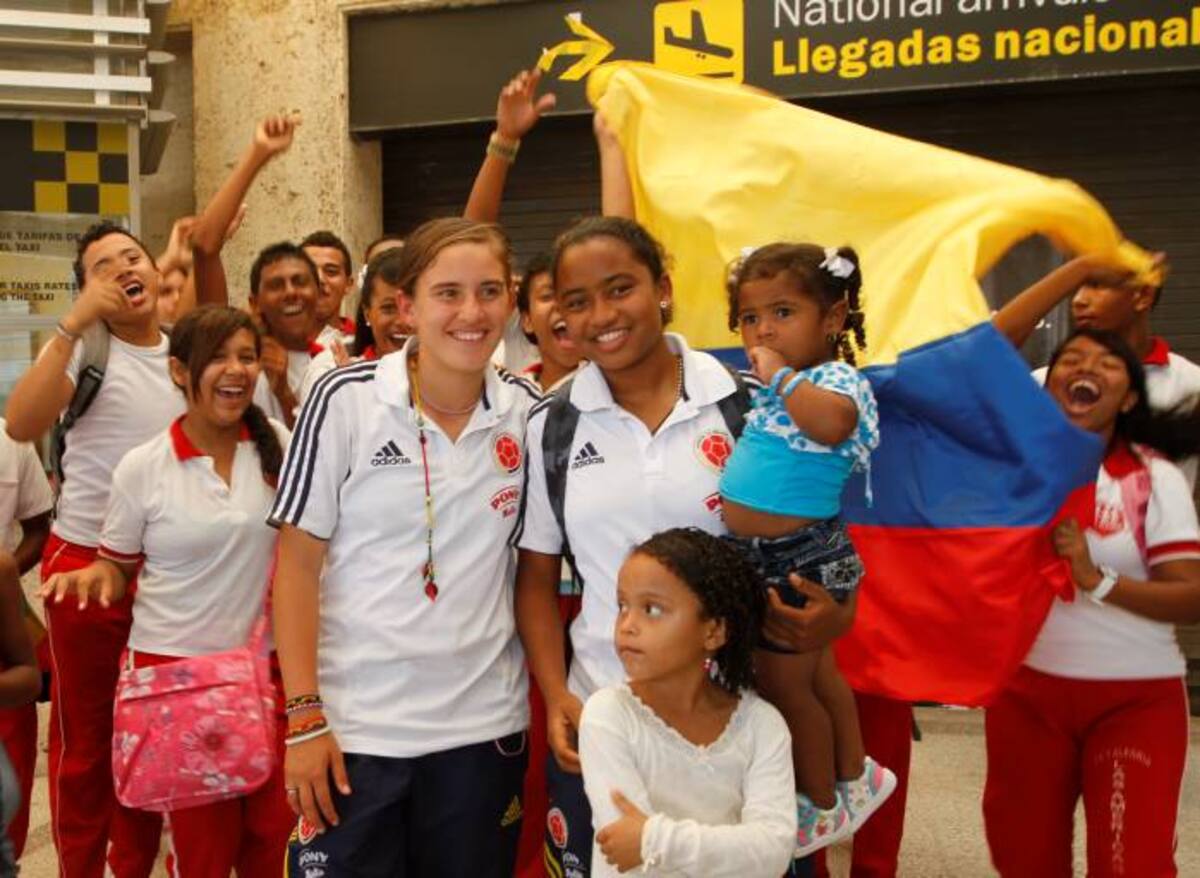 Dayana Castillo y Ana Mercado, integrantes de la selección Colombia femenina de fútbol sub-17. Aroldo Mestre/El Universal