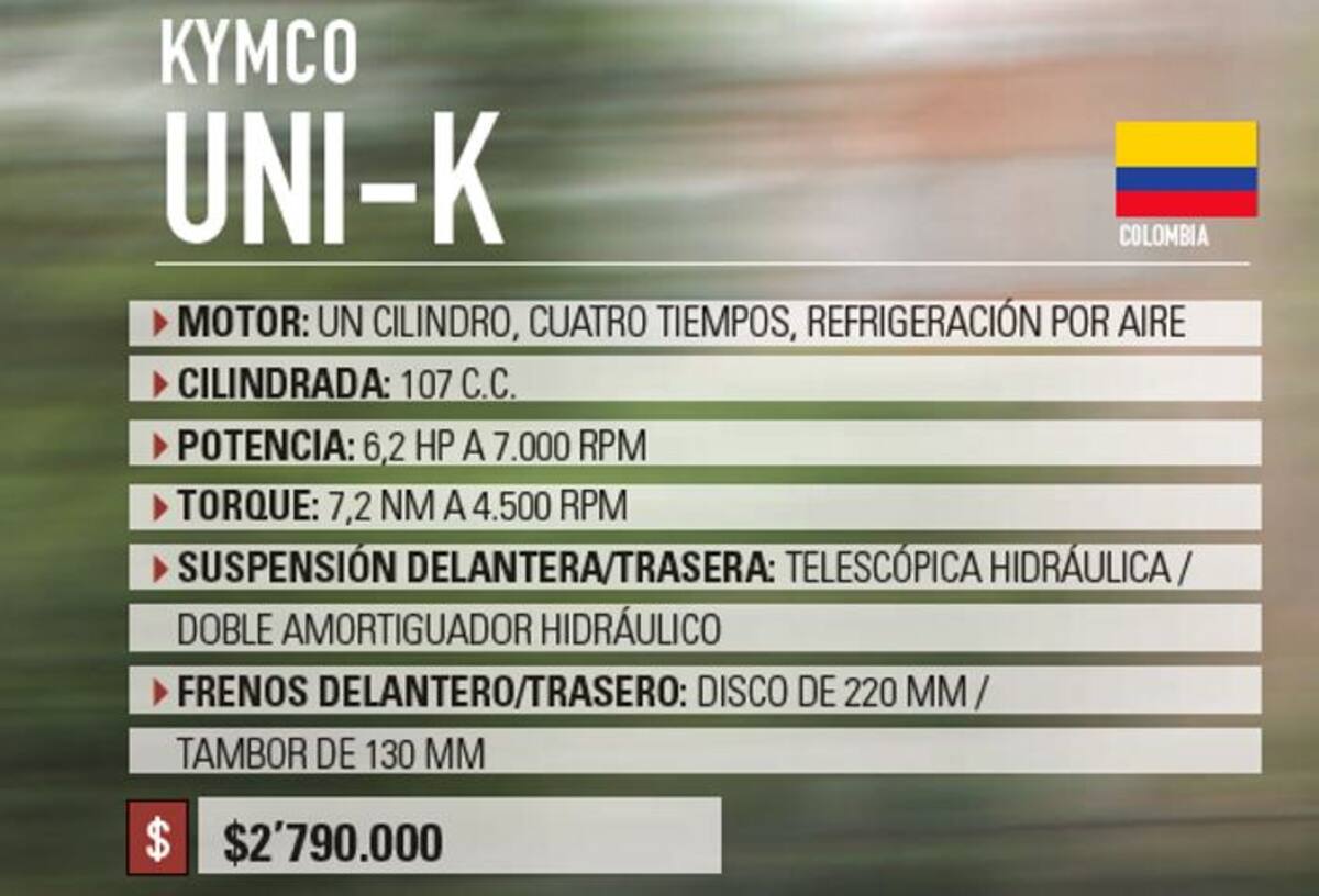 Ficha técnica: Moto Kymco Uni-K