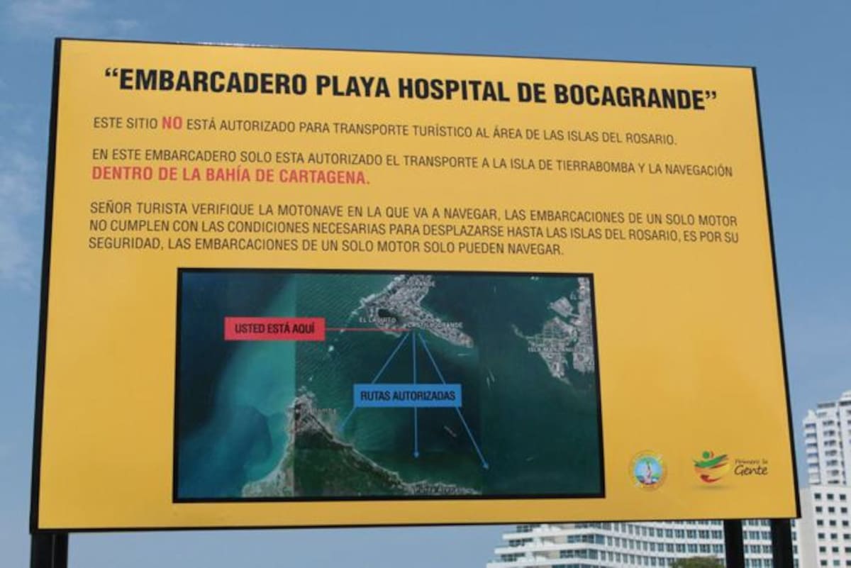 Valla instalada en Castillo, en el sector del Hospital de Bocagrande. //Cortesía.