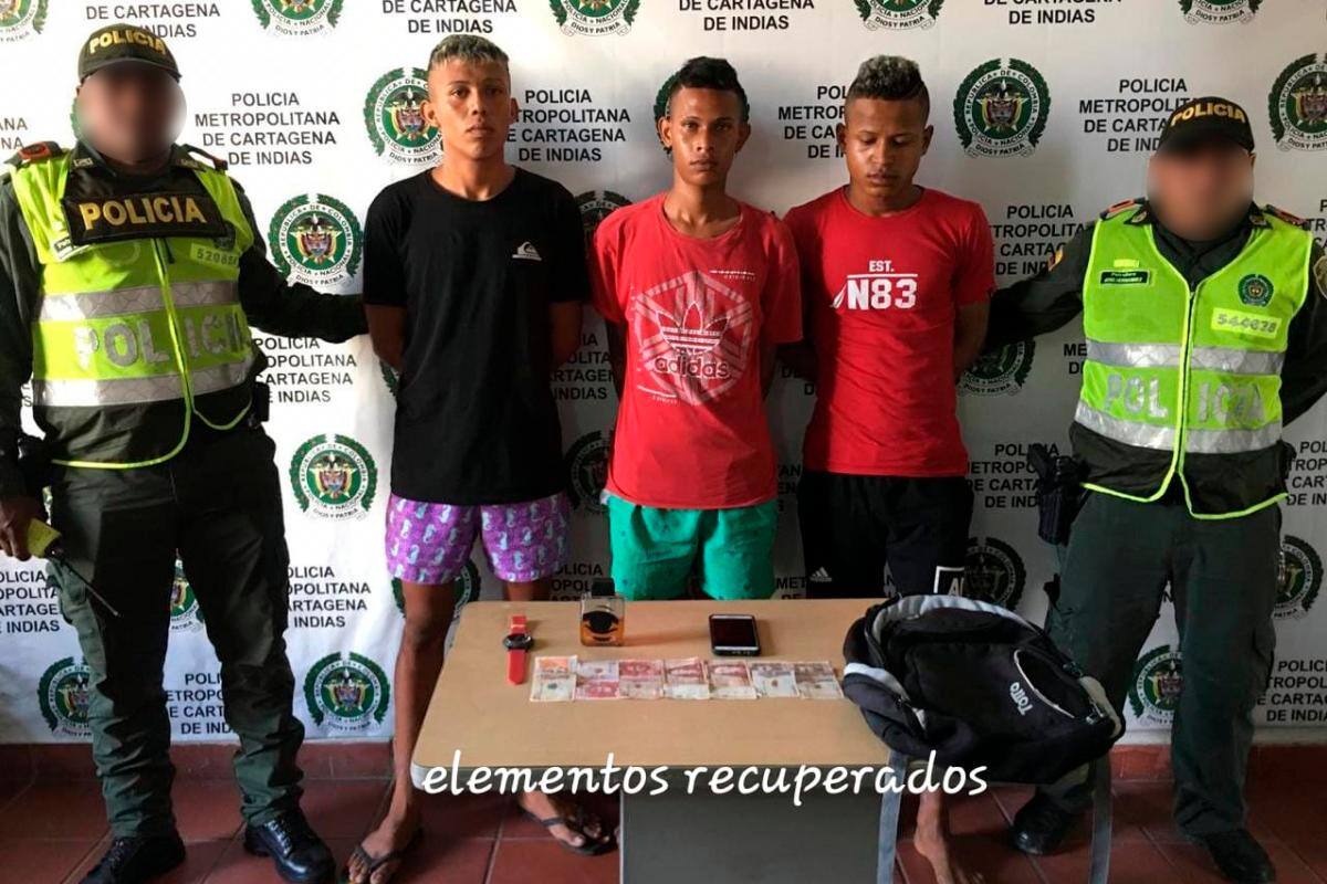 Capturan a tres jóvenes señalados de estar robando en Turbaco