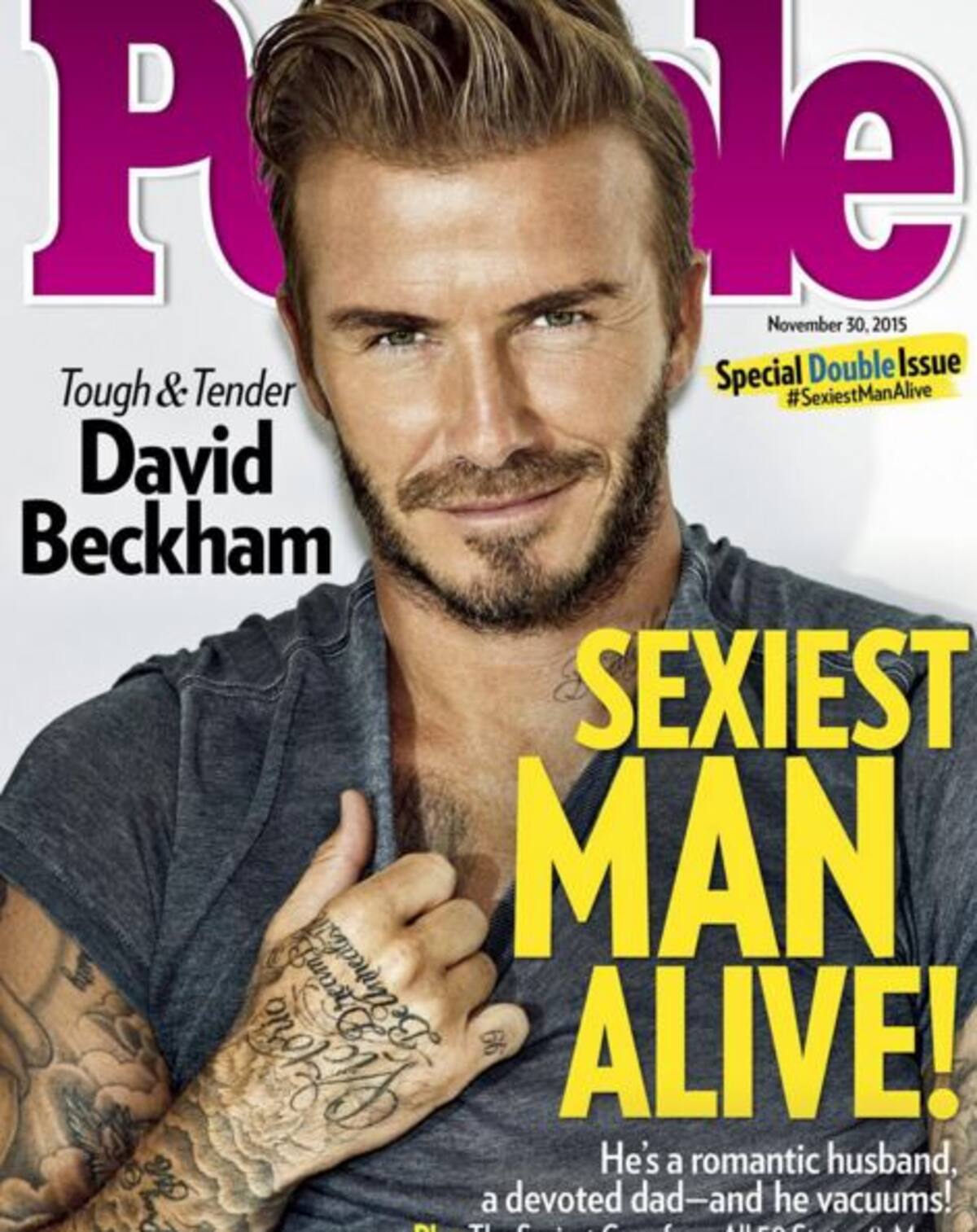 En la portada de la revista People que lo catalogó como el hombre vivo más sexy. INSTAGRAM @davidbeckham
