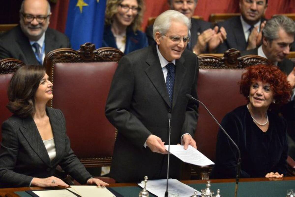 Sergio Mattarella, en la ceremonia de juramento de la Constitución. AFP ALBERTO PIZZOLI