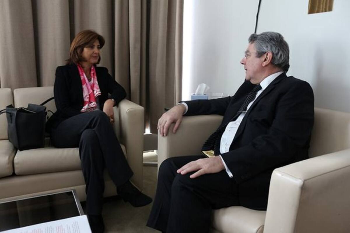 La canciller María Ángela Holguín se reunió con el presidente del Consejo de Seguridad, el uruguayo Elbio Rosselli. COLPRENSA