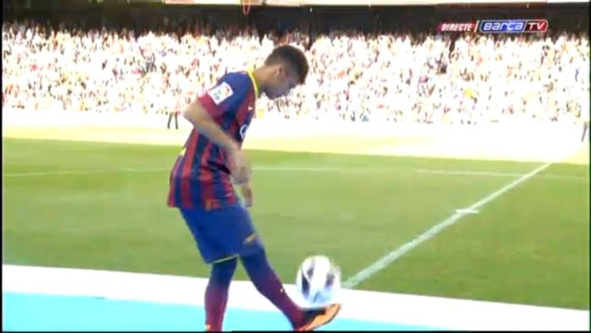 Neymar en el Camp Nou. Tomado de la transmisión en vivo de Internet