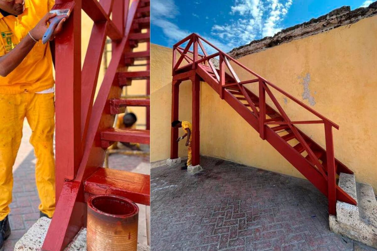 Restauran escalera histórica en el Baluarte de San Miguel de Chambacú