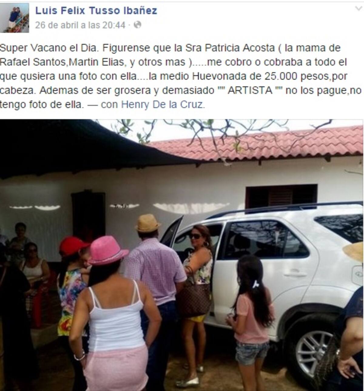 Patricia Acosta con los Fans de Diomedes Díaz. Facebook