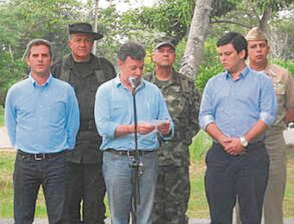 El presidente Juan Manuel Santos junto al gobernador Alejandro Lyons y el alcal-de Carlos Eduardo Correa en la última visita.