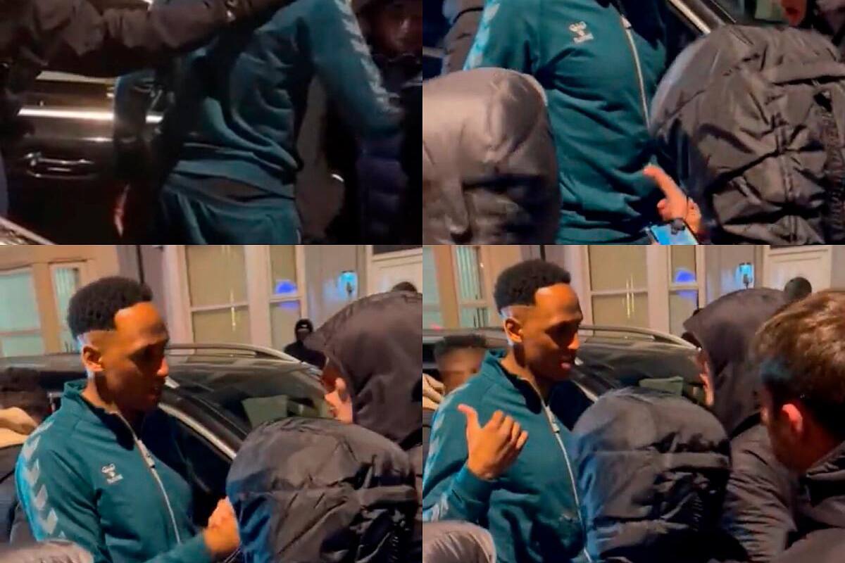Video: Yerry Mina tuvo un altercado con hinchas del Everton