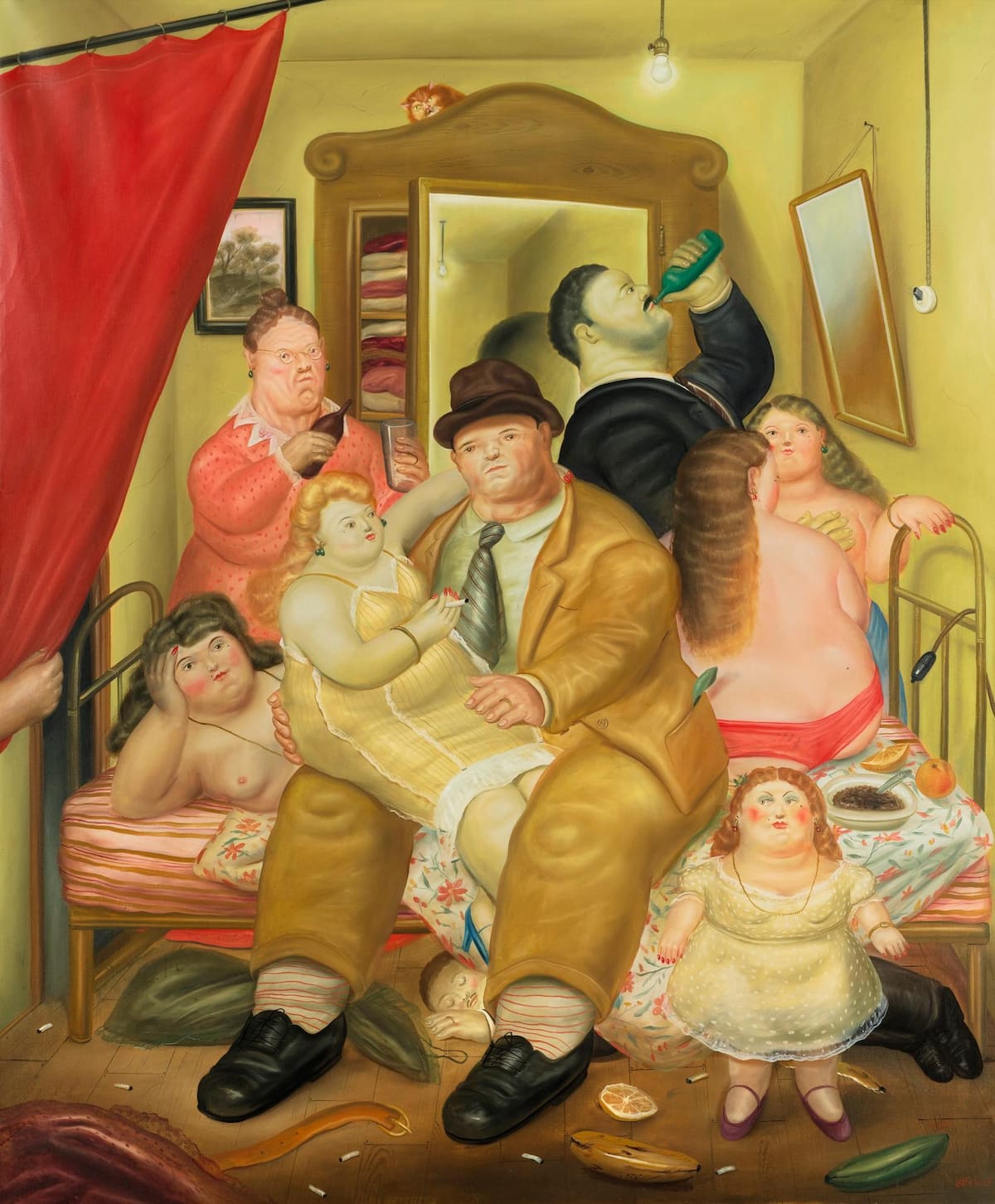 “La Casa de las Gemelas Arias”, óleo sobre lienzo del artista colombiano Fernando Botero. // Foto: AP