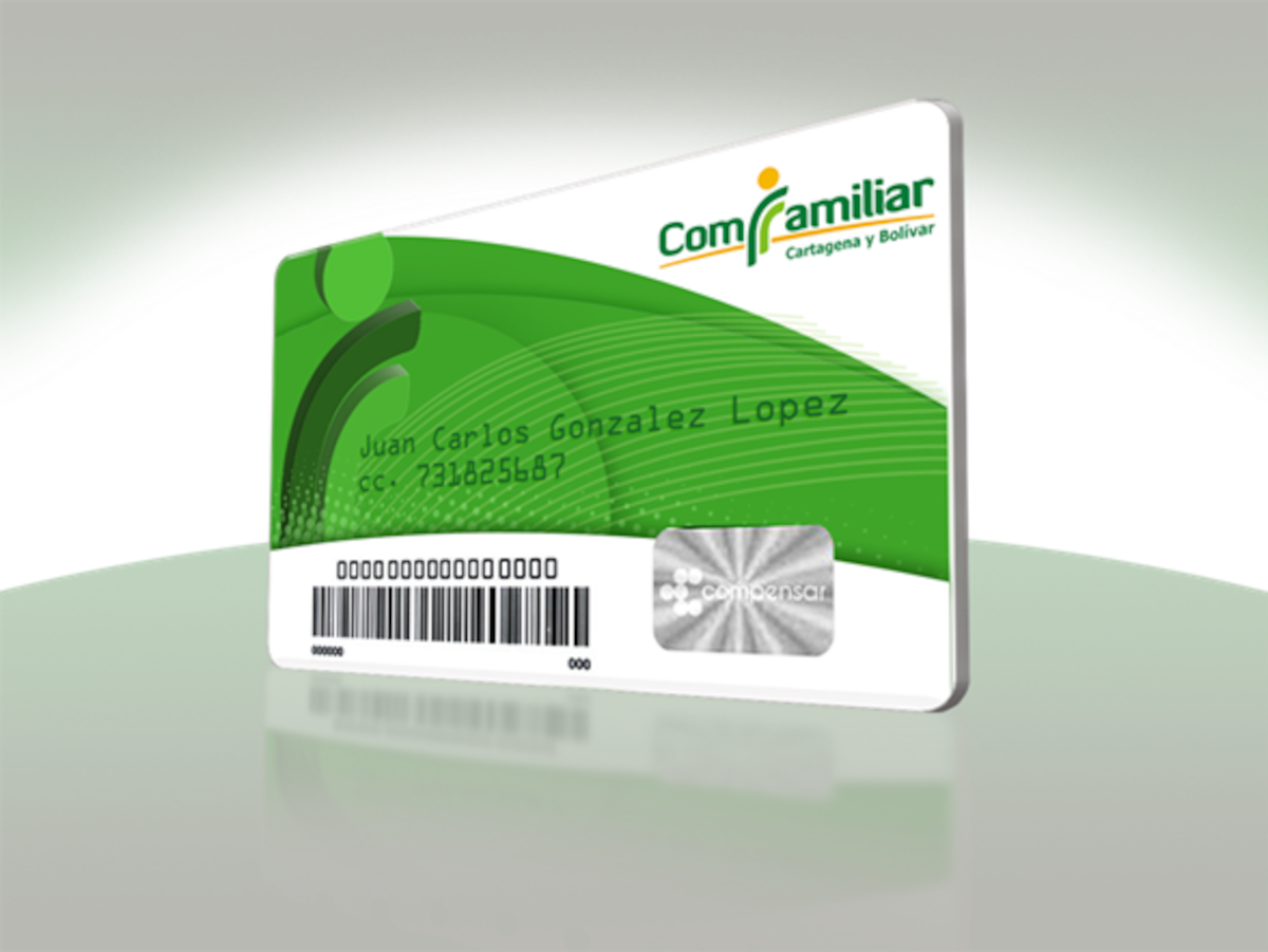 Tarjeta de Comfamiliar. CORTESÍA