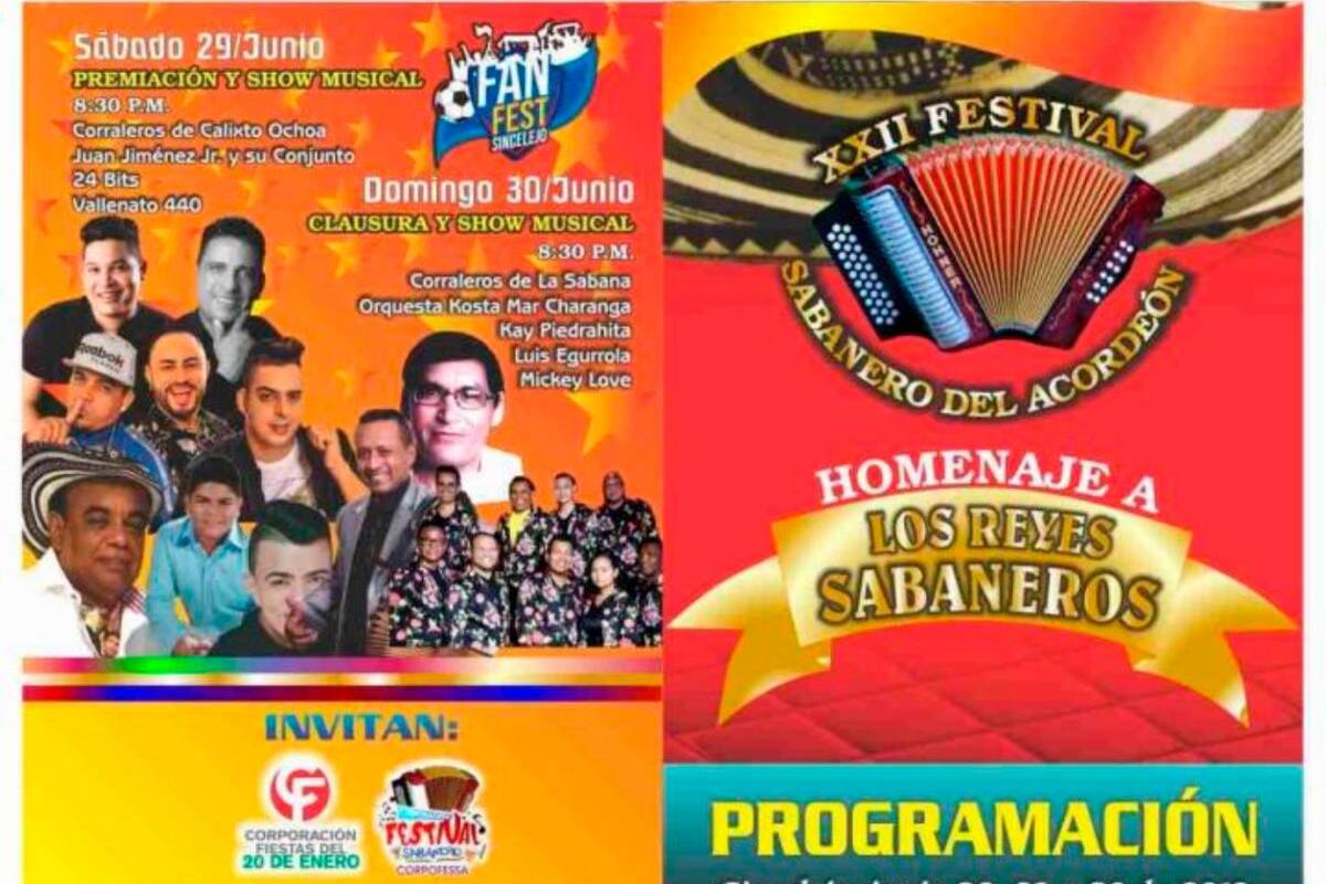 Desde este viernes arranca en Sincelejo el XXII Festival Sabanero del Acordeón