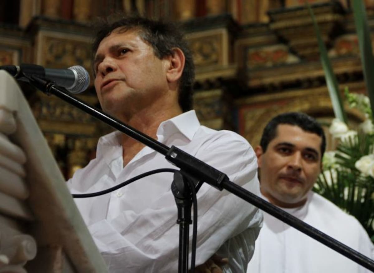 Carlos Mattos durante su intervención en la misa en honor a Campo Elías Terán. Lorena Henríquez