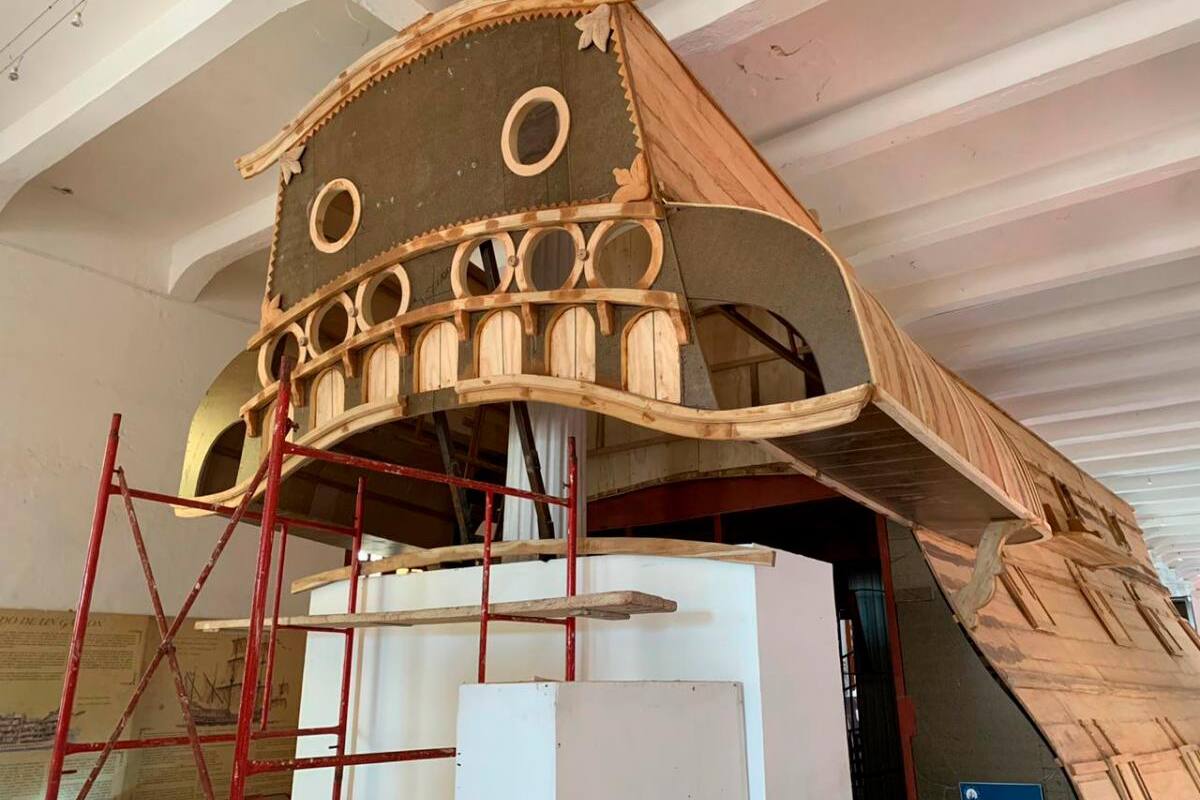 Réplica de la popa del Galeón San José se construye en el Museo Naval