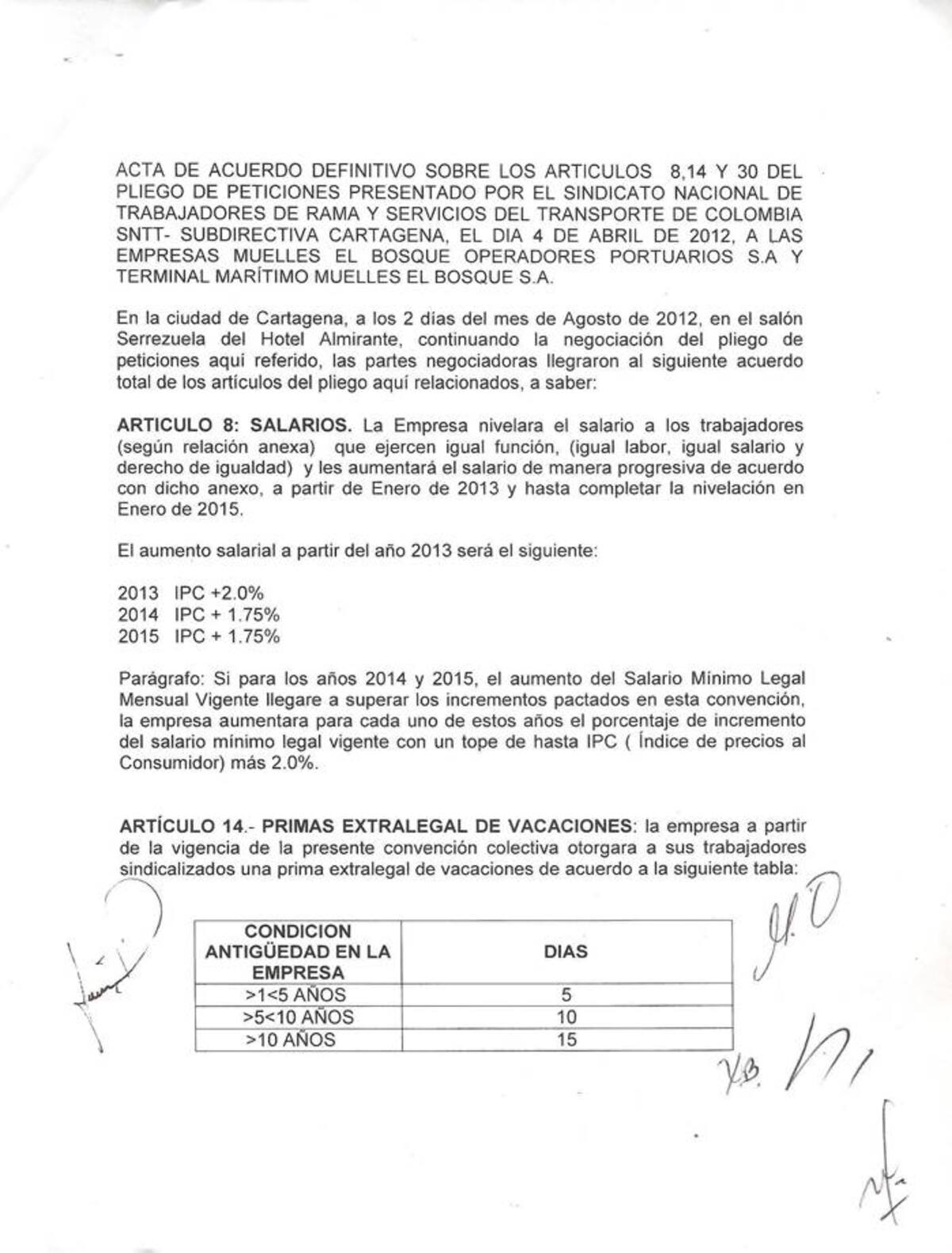 Texto de la convención colectiva CORTESÍA