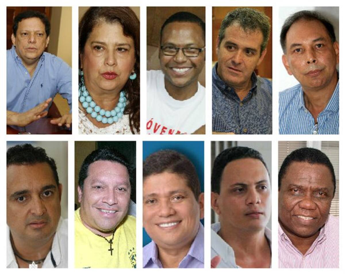 En la imagen los aspirantes a la Alcaldía de Cartagena, Julio Alandete, Gina Benedetti, Alcides Arrieta, Andrés Betancourt, Javier Bustillo, Fabio Castellanos, Manolo Duque, Antonio Quinto Guerra, Pastor Jaramillo y Gustavo Pío Mayo. Archivo.