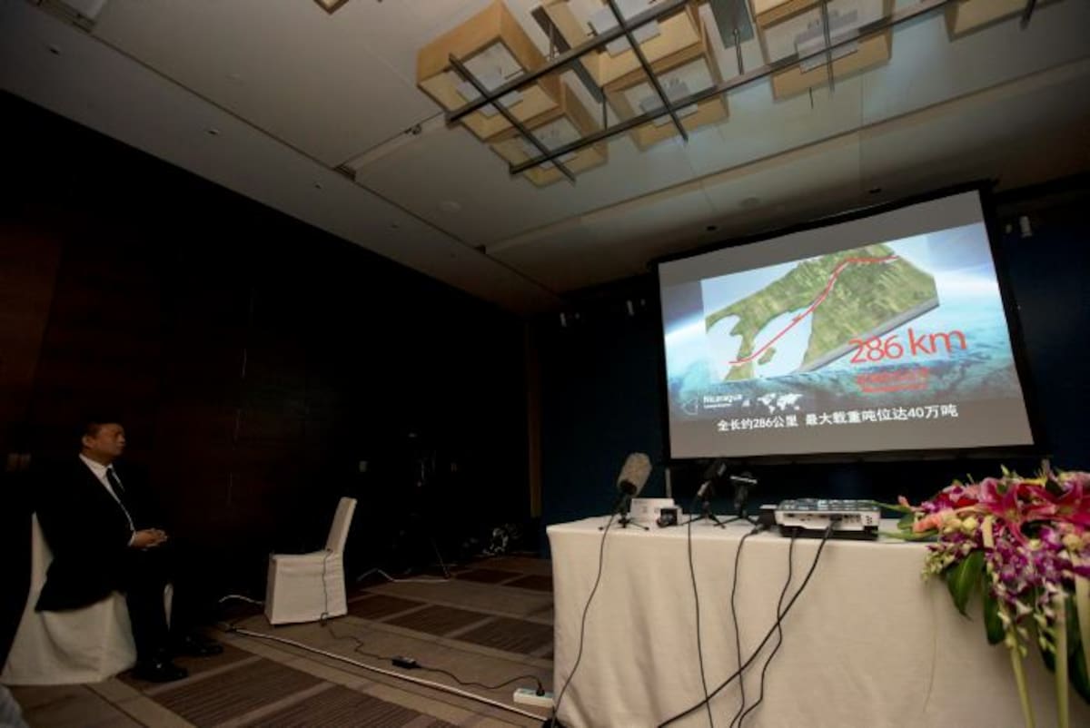 Xinwei durante la exposición del proyecto, en Nicaragua. AP Esteban Felix