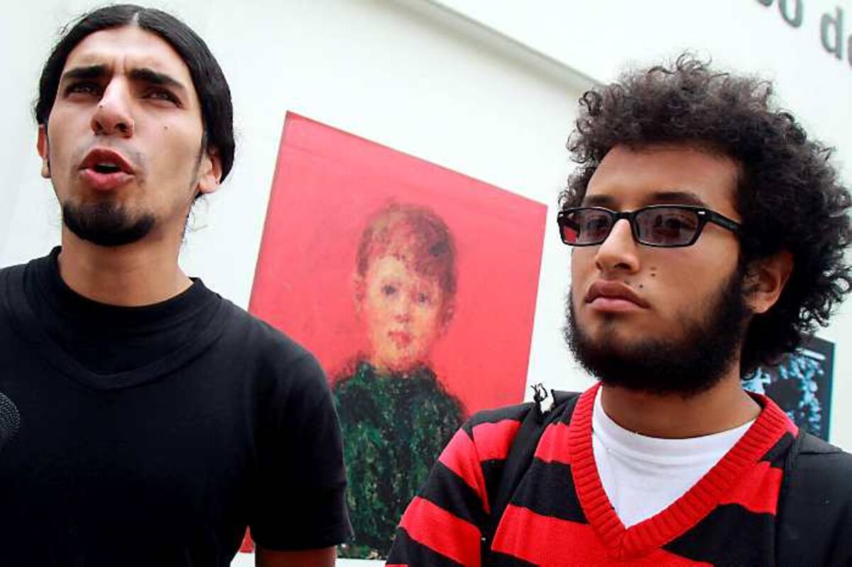 De izq, a der. Andrés Rincón y Óscar Aponte. Dos de los once líderes de la Mesa Amplia Nacional Estudiantil (Mane) por Bogotá. COLPRENSA
