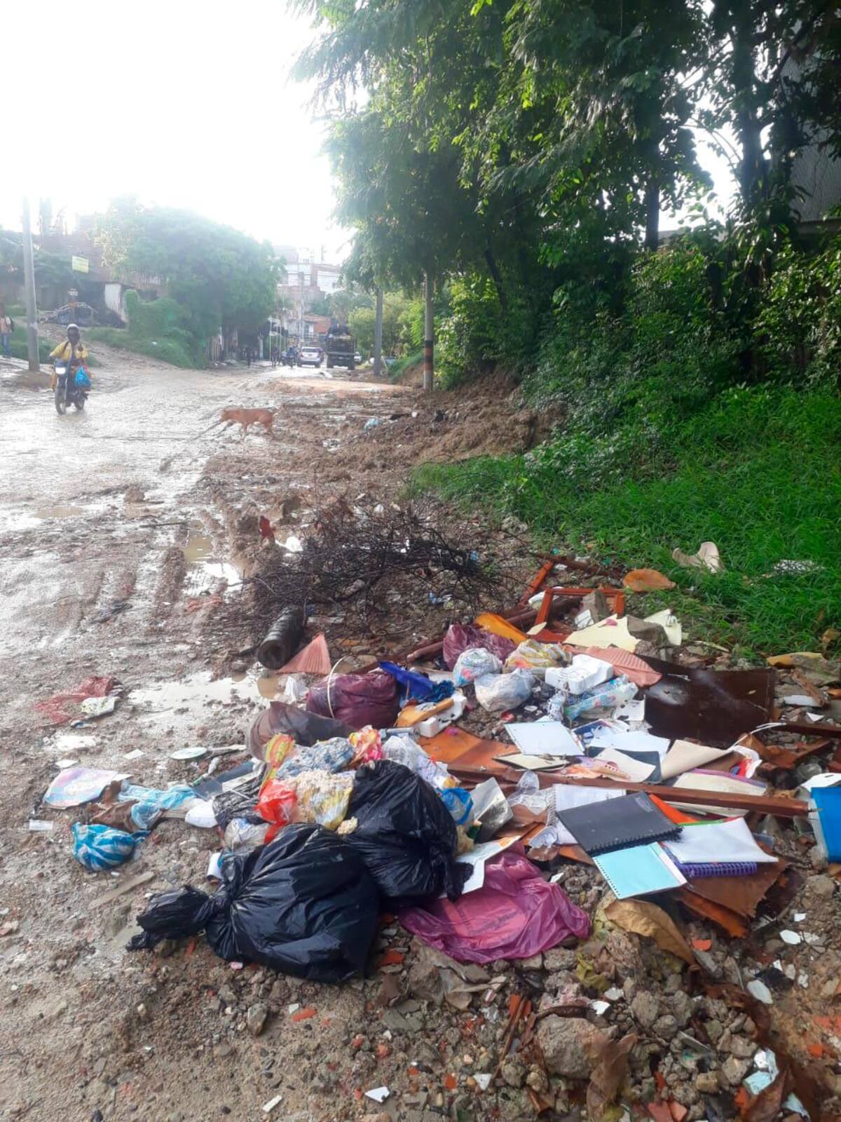 Hay muchas basuras alrededor de donde ocurrió la emergencia. //