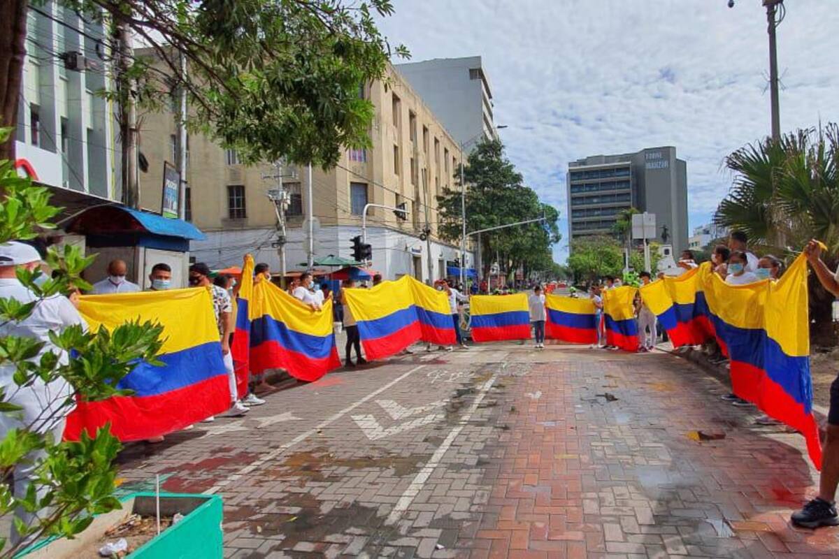 Comerciantes del Centro de Barranquilla protestaron pacíficamente