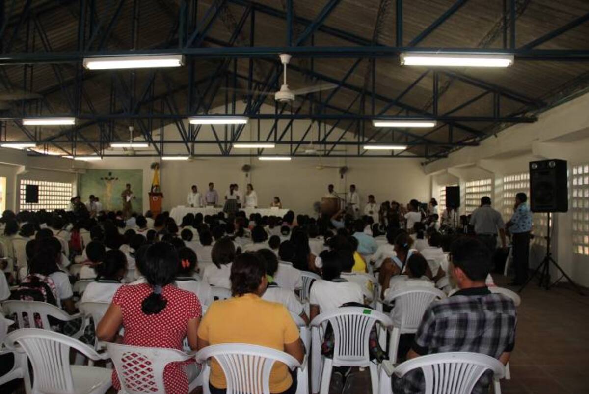 Auditorio del remodelado colegio donde se hizo el pronunciamiento oficial de la inauguración. ALEXANDRA MARÍA CLAVIJO GUERRA - ELUNIVERSAL.COM.CO
