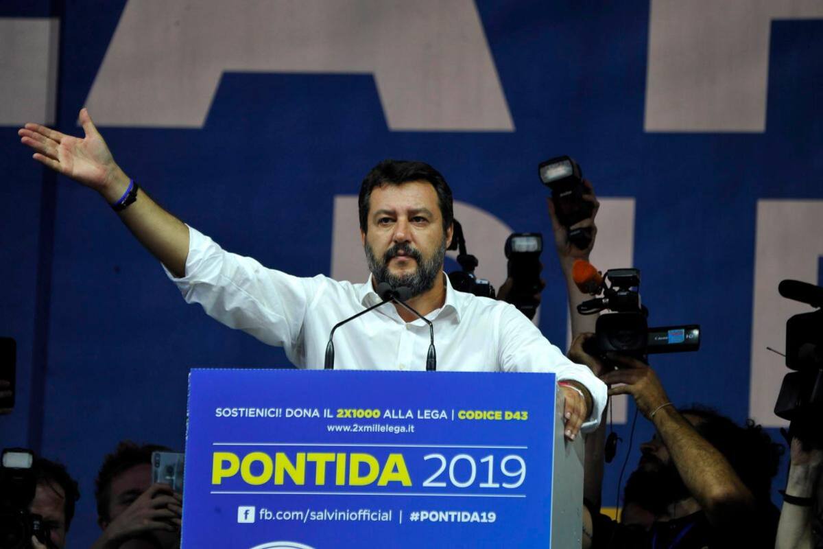 Mitin en apoyo a Salvini como líder de oposición en Italia