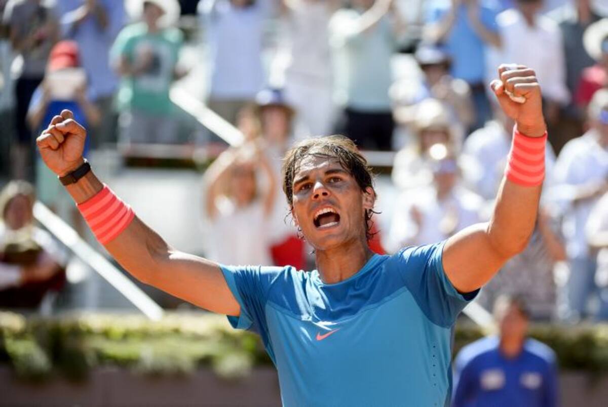 Rafael Nadal celebra su paso a la final del Masters 1000 de Madrid. AFP DANI POZO