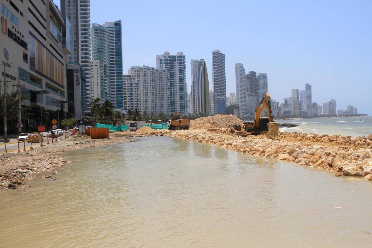 Trabajos de Protección Costera frente a Bocagrande avanzan a buen ritmo