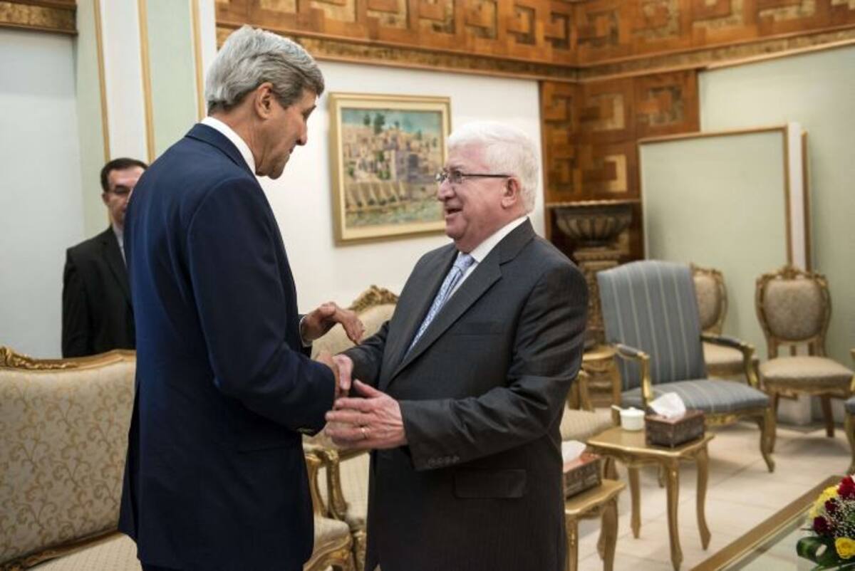 El Secretario de Estado, John Kerry y el presidente de Irak, Fuad Masum AFP BRENDAN SMIALOWSKI